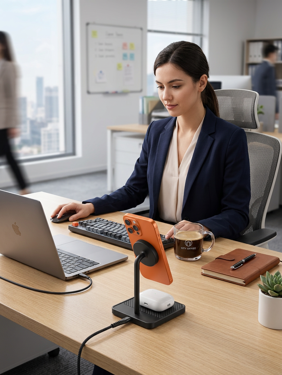 Contryvr Qi2 Wireless Charging Stand in aramid fiber finish